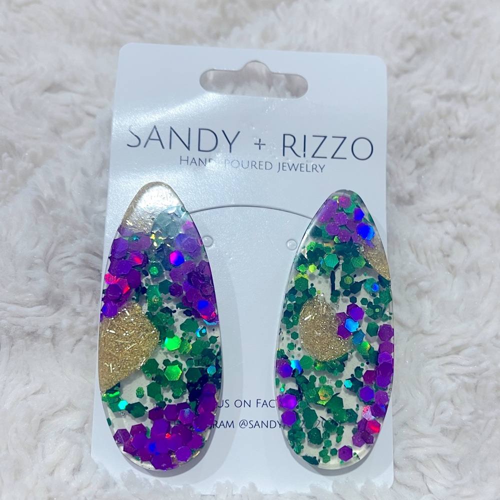 Mardi Gras Resin Earrings